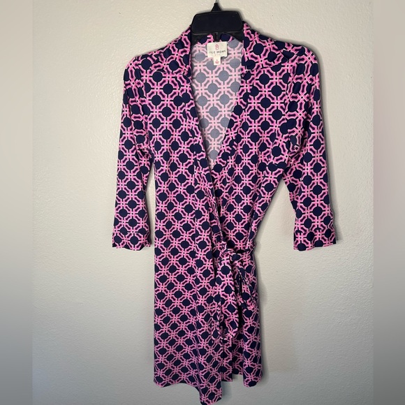 Julie Brown Wrap Geometric Printed Dress - Picture 1 of 5
